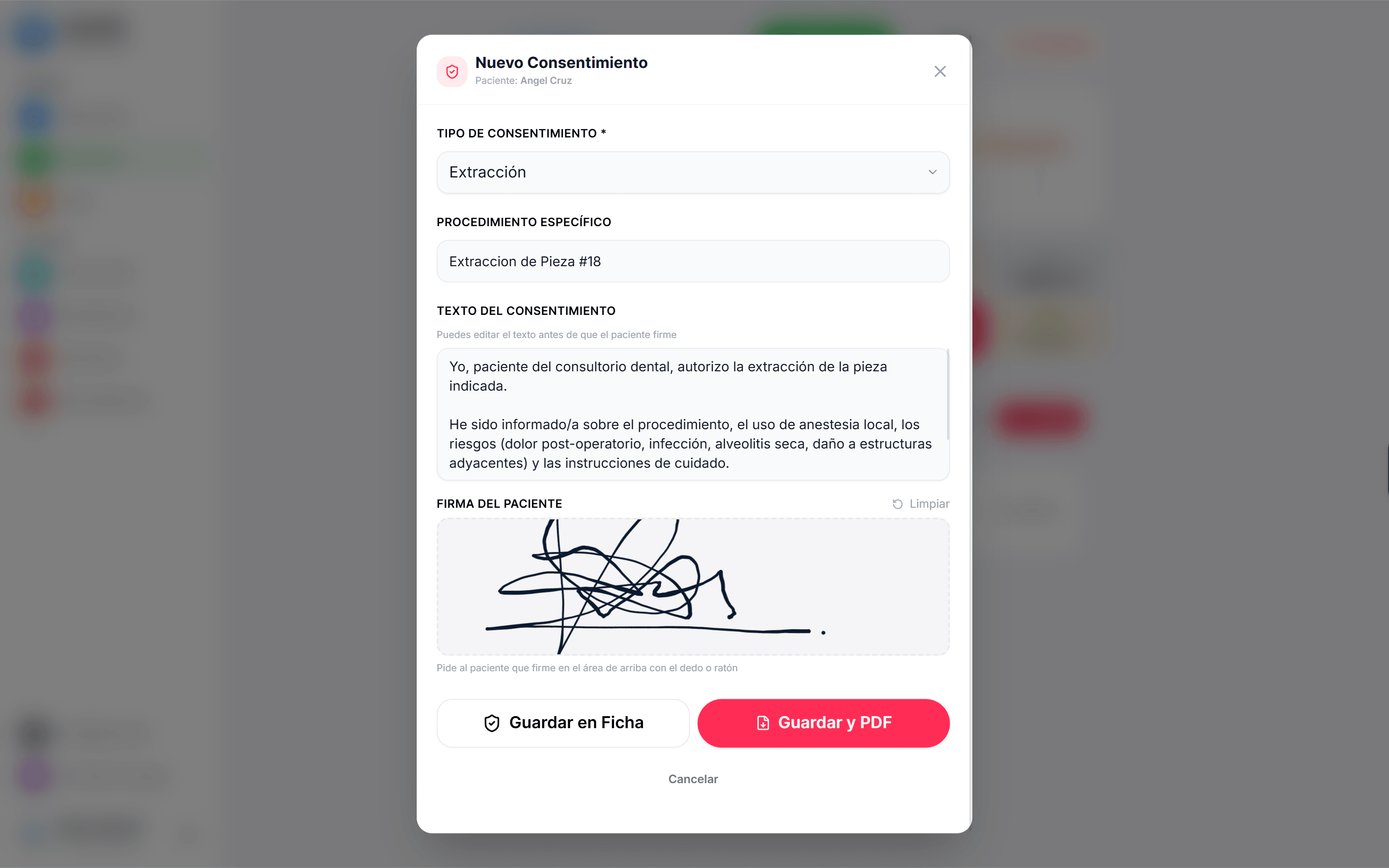 Consentimientos firmados
